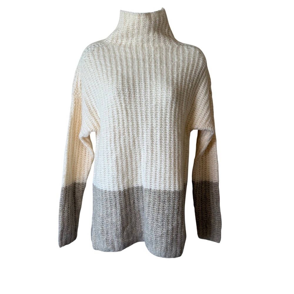 Abercrombie & Fitch Womens Colorblock Turtleneck Sweater Cream‎ Beige SmallNWT